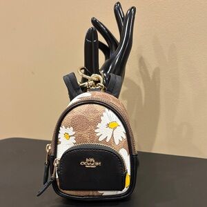 Coach Court Mini Backpack Charm in Signature Canvas with Floral Print
